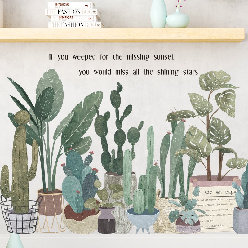 Decal dán tường Sticker mẫu hoa lá ZH009