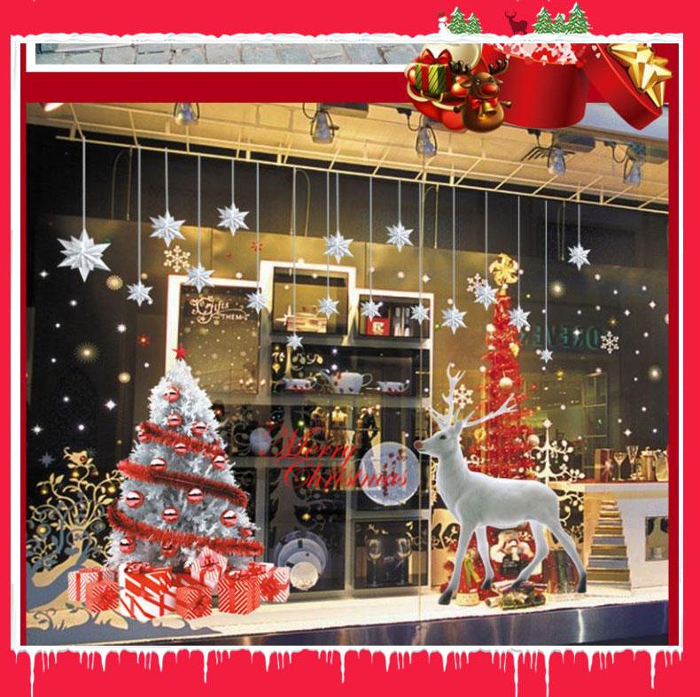 Decal trang trí giáng sinh noel-Cây thông Noel và tuần lộc ABQ9707AB decalforchristmas. Decal in trên chất liệu PVC có keo sẵn ở mặt sau chỉ cần lột ra và dán.