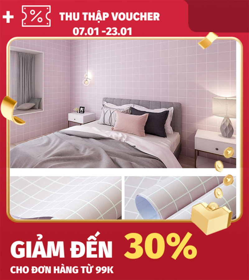 Giấy dán tường kẻ ô phong cách sang trọng Hàn Quốc Khổ 5M HPMWallpaper. Độ bền cao keo bám chắc tuổi thọ giấy lâu.