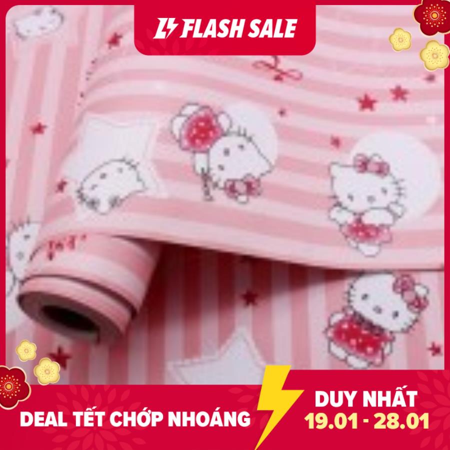 5M Giấy Dán Tường -Decal dán tường  - Mèo Hồng-HPMWallpaper. Kích thước: cuộn dài 5m khổ rộng 45cm diện tích dán 2.25m vuông