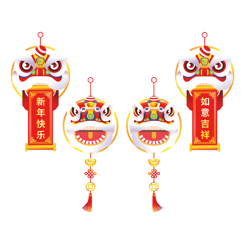 Decal dán tường decal trang trí tết Mẫu Con Lân  AMJ927