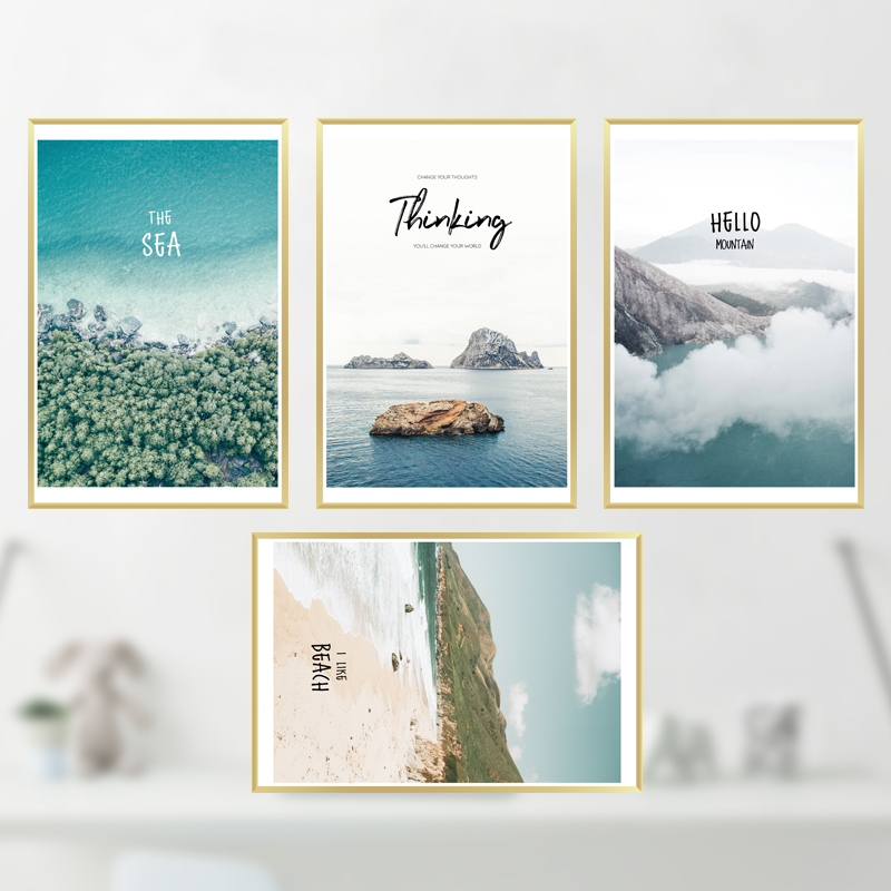 Decal dán tường Sticker dán tường in chất lượng cao có keo mặt sau mẫu Cảnh thiên nhiên phong cách Vintage ZH62