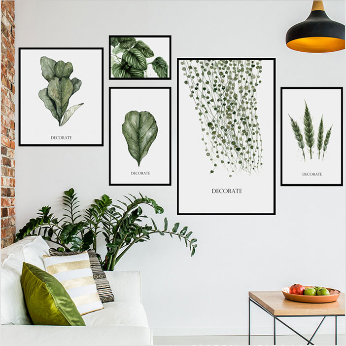 Decal dán tường cho bé Sticker dán tường in chất lượng cao có keo mặt sau mẫu Khung tranh hoa lá ZH83