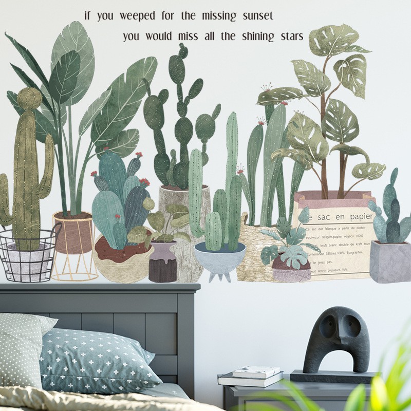 Decal dán tường Sticker mẫu hoa lá ZH009