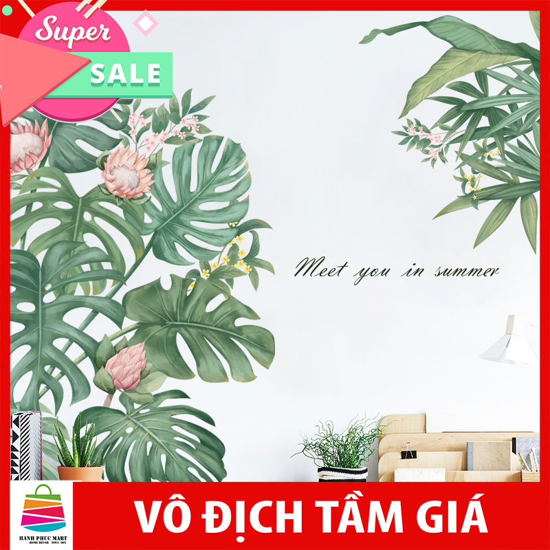 Sticker Giấy Dán Tường Decal Dán tường Mẫu Hoa Lá Cực Xinh ZH022