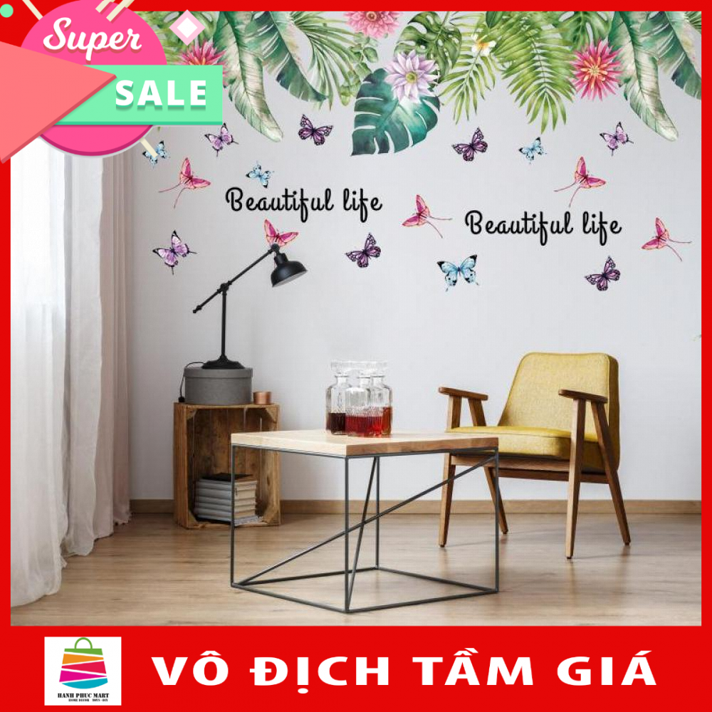 [Size lơn] Decal dán tường Lá to nhiều màu SK2025AB