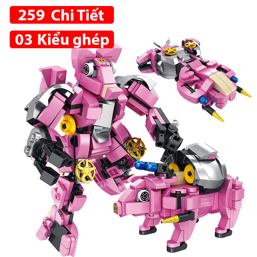 Bộ đồ chơi lắp ráp kiểu Lego Mẫu 12 con giáp có thể ráp thành Robot với hơn 200 chi tiết chất liệu nhựa ABS Cao cấp