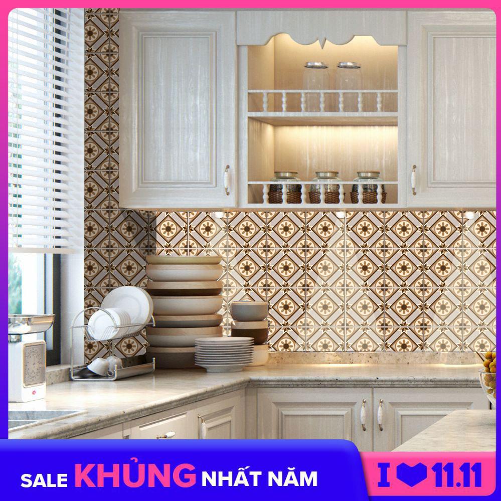 Bộ 12 Decal gạch bông - Decal dán tường kính sàn nhà gỗ - Giấy dán tường
