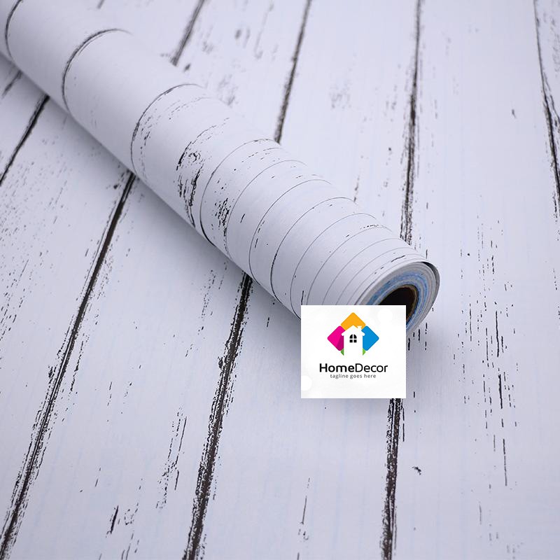 [HCM]giấy dán tường sẵn keo vân gỗ dọc ghi (10m x 45cm / cuôn) nhiều màu WallpaperHPM