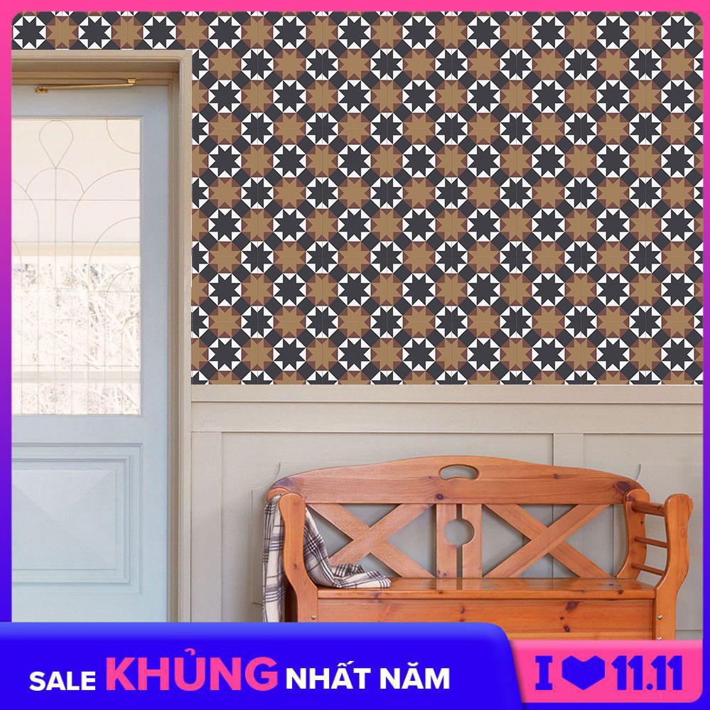 Bộ 12 Decal gạch bông - Decal dán tường kính sàn nhà gỗ - Giấy dán tường