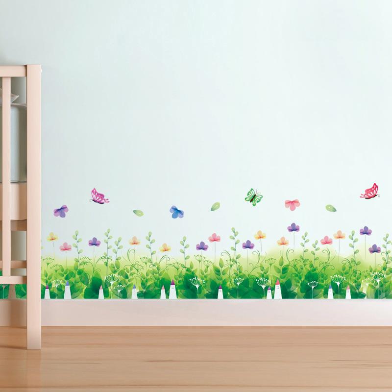 Decal trang trí dán chân tường hình hoa bướm đầy màu sắc cho bé XL7183-Decalchantuong. Nhựa PVC độ bền cao không thấm nước. 100% thương hiệu mới chất lượng cao