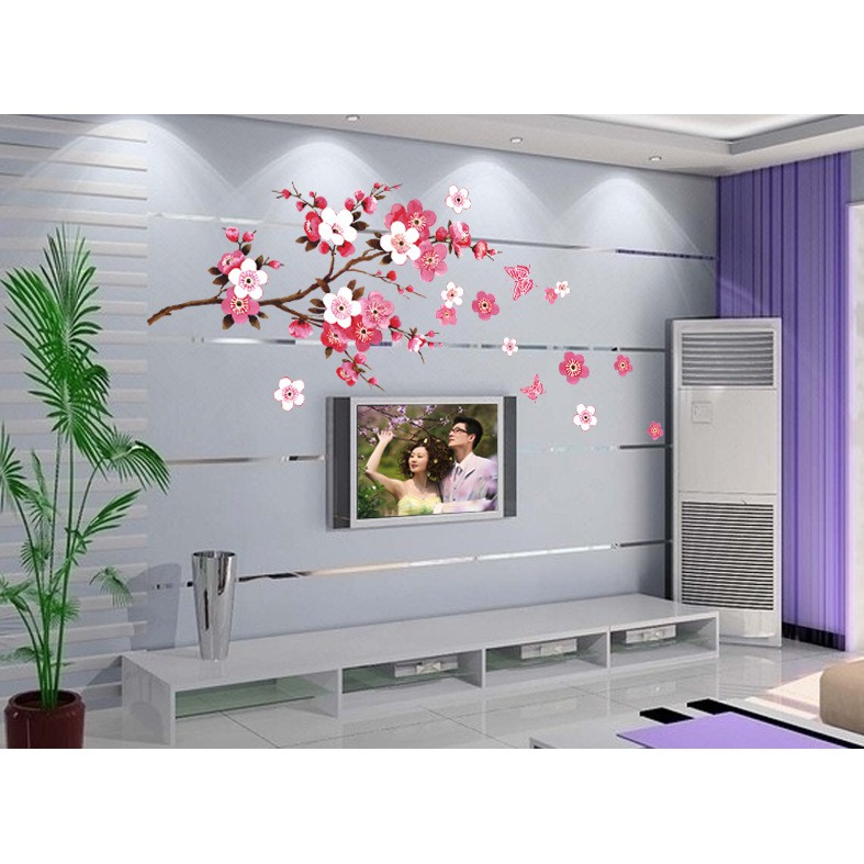 Decal trang trí tết Hoa Đào Hoa Mai  AY9053