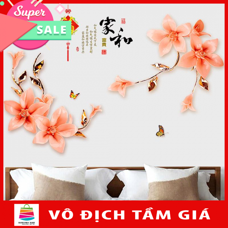 [Size lớn ]Decal dán tường ĐỖ QUYÊN AZALEA 3D CH2003 flowerdecal