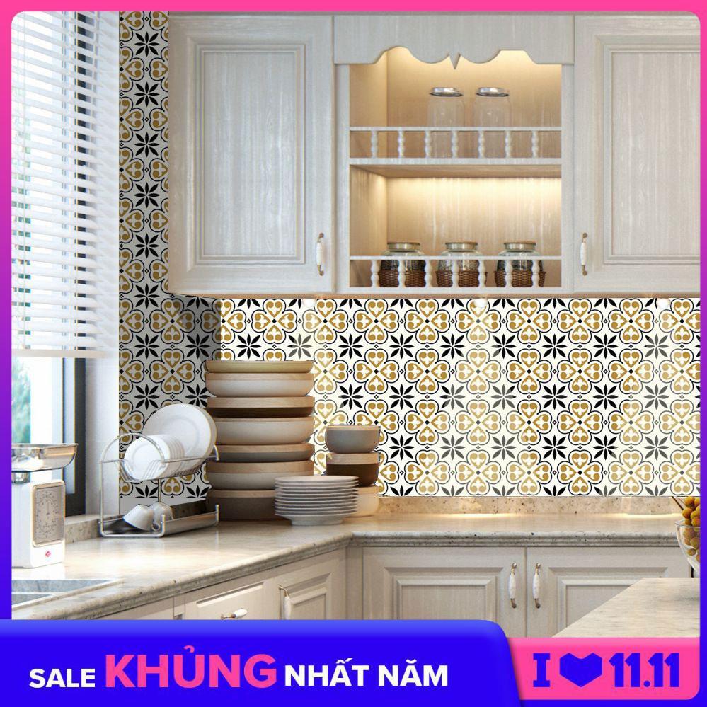 Bộ 12 Decal gạch bông - Decal dán tường kính sàn nhà gỗ - Giấy dán tường