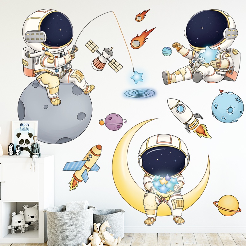 Decal dán tường Tranh dán tường Sticker Dán Tường Mẫu Thám hiểm không gian Cho bé ZH100