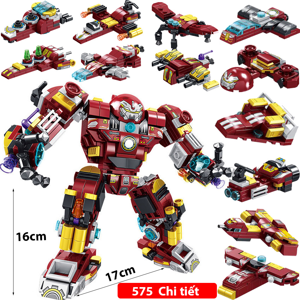 Đồ chơi lắp ráp Robot ironman 12 trong 1 Lego Robot với 575 chi tiết nhựa ABS cao cấp