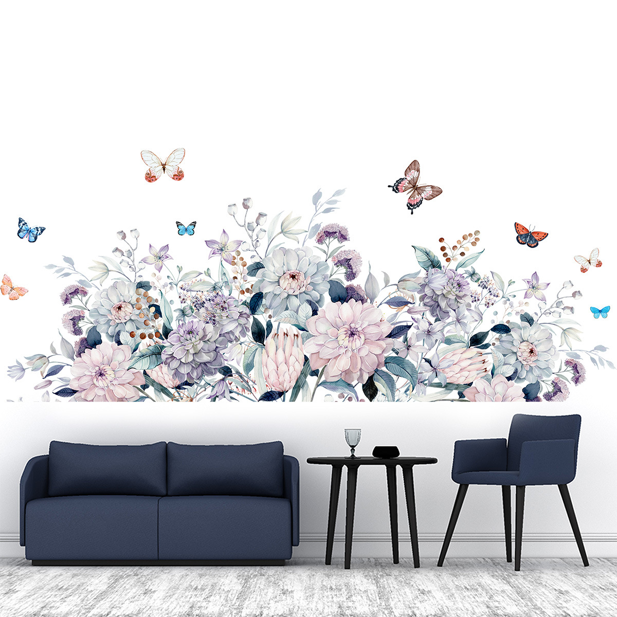Decal dán tường Sticker dán tường in chất lượng cao có keo mặt sau mẫu Hoa Mẫu Đơn ZH89