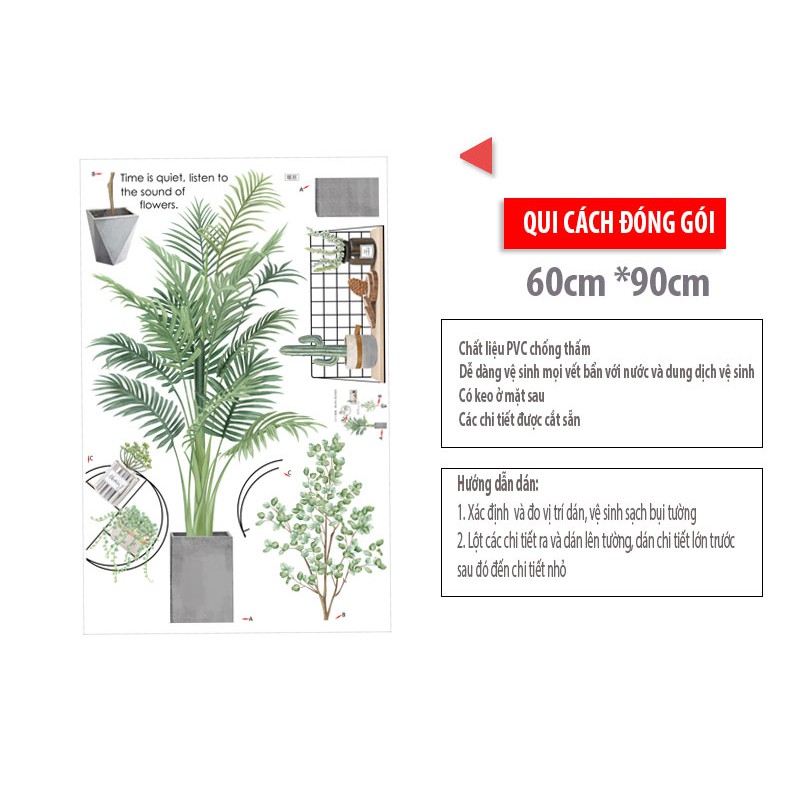 Decal dán tường Sticker mẫu hoa lá ZH026