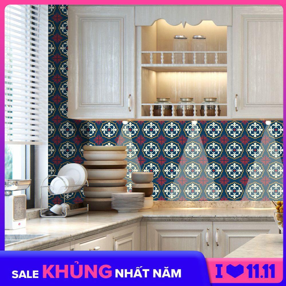 Bộ 12 Decal gạch bông - Decal dán tường kính sàn nhà gỗ - Giấy dán tường