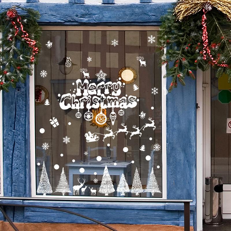 Decal trang trí giáng sinh noel -Cây thông ông già noel và happy christmas XL831