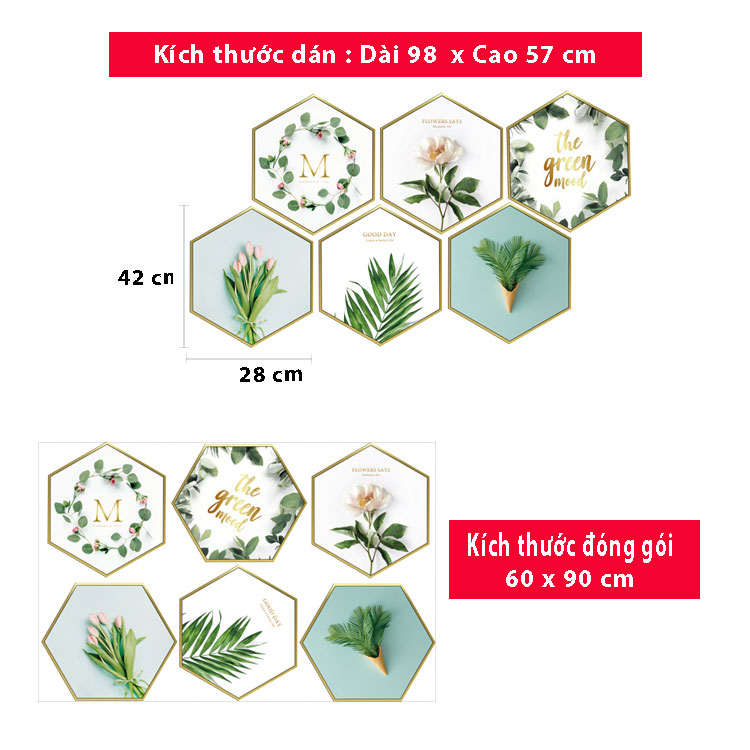 Decal dán tường Sticker dán tường in chất lượng cao có keo mặt sau mẫu hoa lá phong cách Vintage ZH60