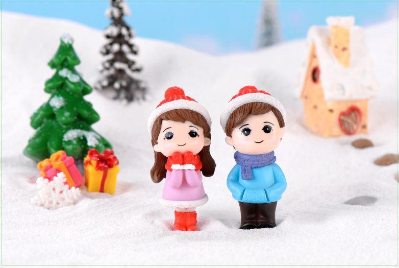 02 Búp bê Tình Nhân Và người tuyết ông già noel Giáng Sinh Noel Trang trí mô hình tiểu cảnh