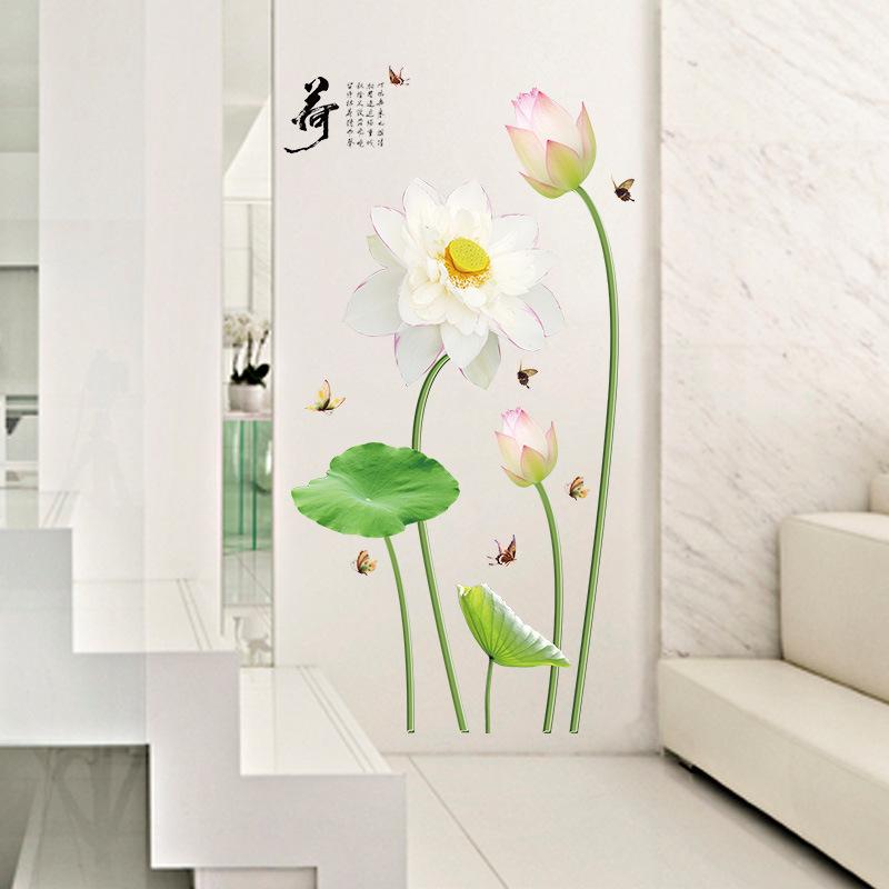 Decal dán tường Hoa sen hồng  SK9272 flowerdecal