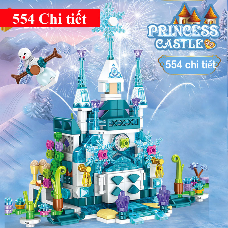 Đồ chơi lắp ráp bé trai bé gái Mô hình lâu đài băng chất liệu nhựa ABS với 554 nhựa ABS Block Hanhphucmart