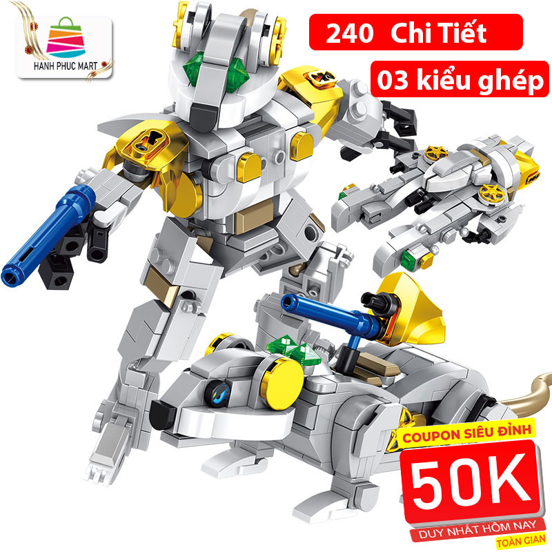 Bộ đồ chơi lắp ráp kiểu Lego Mẫu 12 con giáp có thể ráp thành Robot với hơn 200 chi tiết chất liệu nhựa ABS Cao cấp