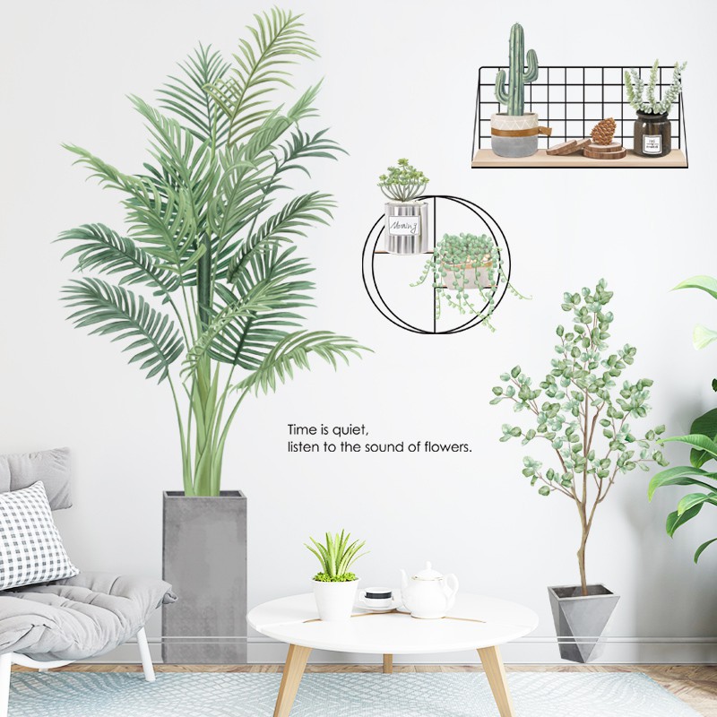 Decal dán tường Sticker mẫu hoa lá ZH026