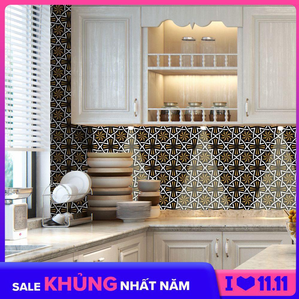 Bộ 12 Decal gạch bông - Decal dán tường kính sàn nhà gỗ - Giấy dán tường