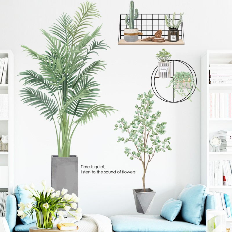 Decal dán tường Sticker mẫu hoa lá ZH026