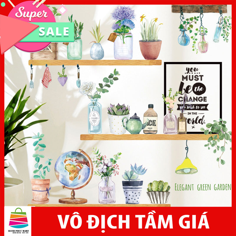Sticker Giấy Dán Tường Decal Dán tường Mẫu Hoa Lá Cực Xinh ZH003