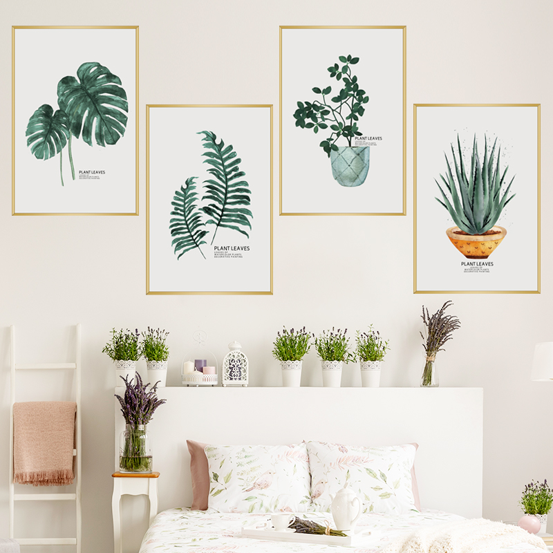 Decal dán tường Sticker dán tường in chất lượng cao có keo mặt sau mẫu khung tranh lá ZH59