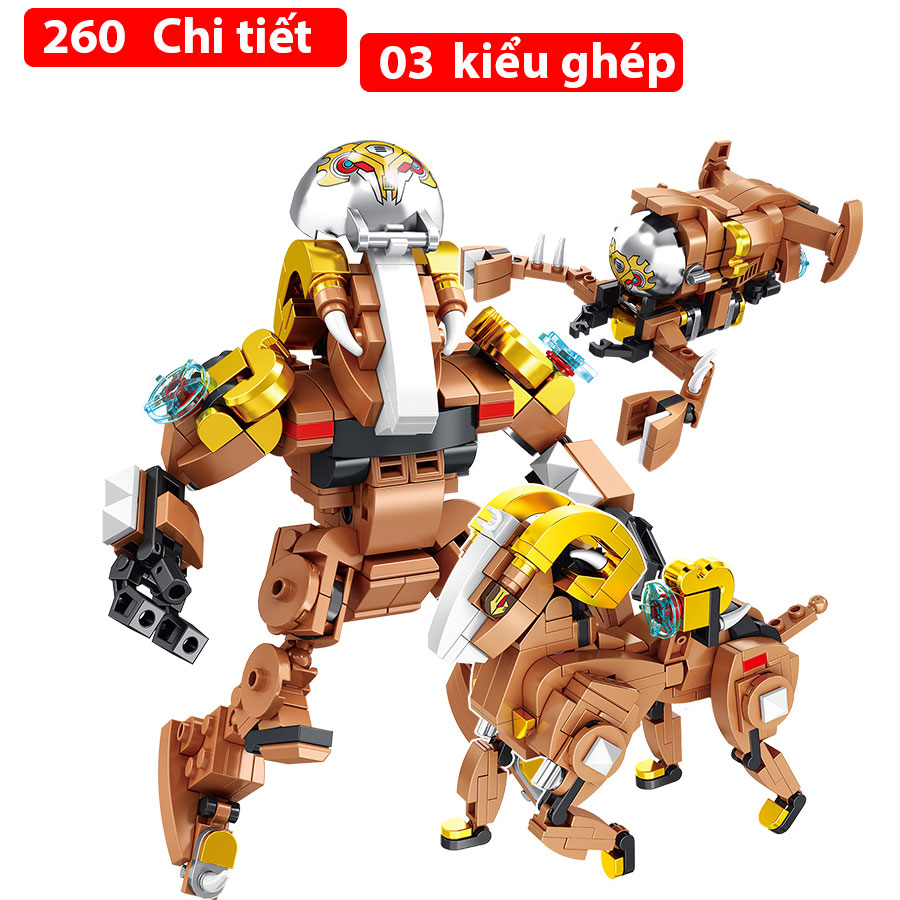 Bộ đồ chơi lắp ráp kiểu Lego Mẫu 12 con giáp có thể ráp thành Robot với hơn 200 chi tiết chất liệu nhựa ABS Cao cấp