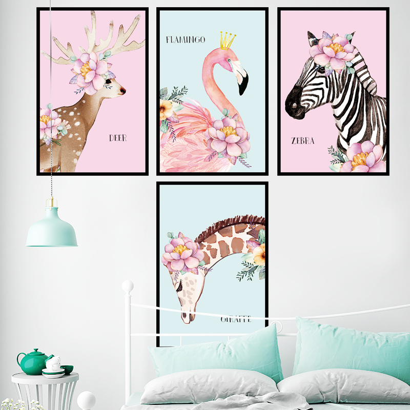 Decal dán tường Sticker dán tường in chất lượng cao có keo mặt sau mẫu Các con thú phong cách Vintage ZH56