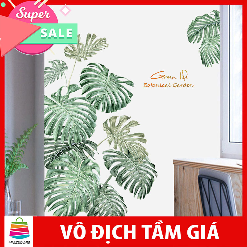 Sticker Giấy Dán Tường Decal Dán tường Mẫu Hoa Lá Cực Xinh ZH031