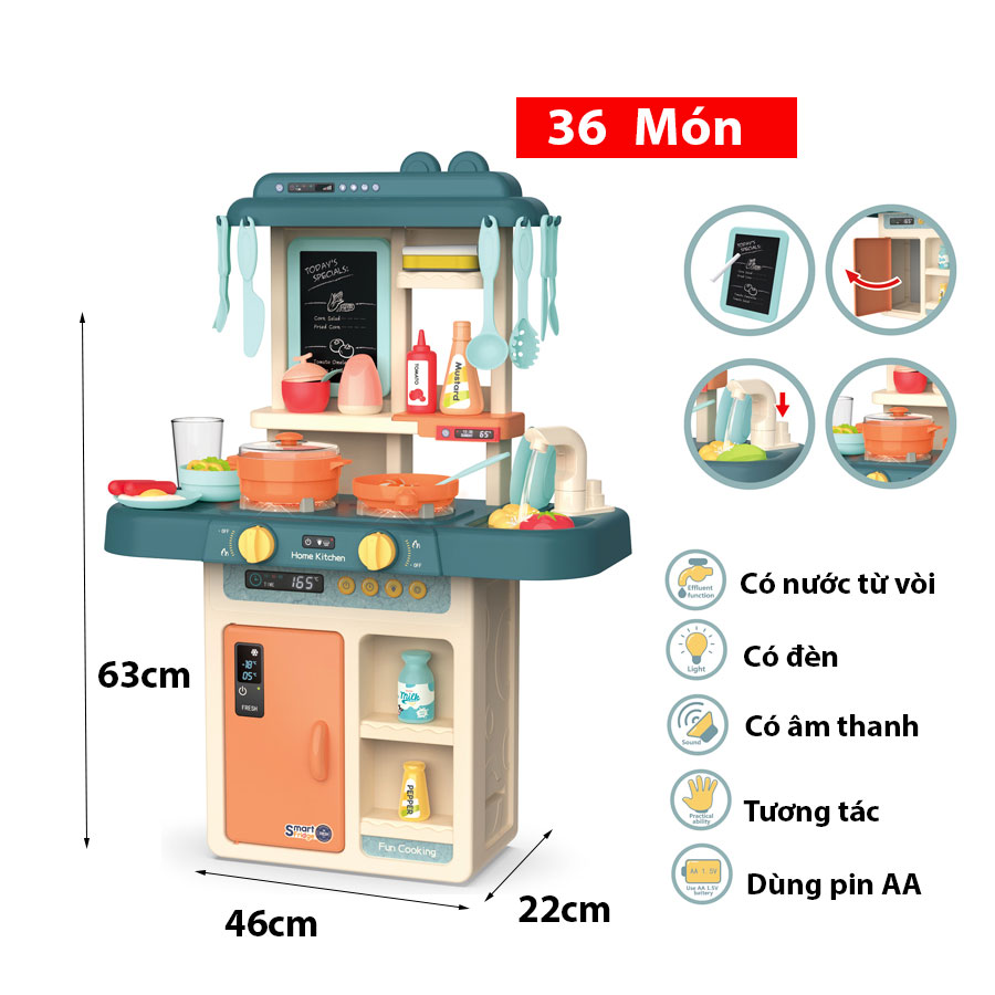 Đồ chơi nấu ăn cỡ lớn cao cấp nhiều chức năng có âm thanhvòi nước Bằng Nhựa ABS cao cấp