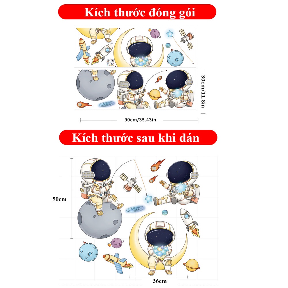 Decal dán tường Tranh dán tường Sticker Dán Tường Mẫu Thám hiểm không gian Cho bé ZH100