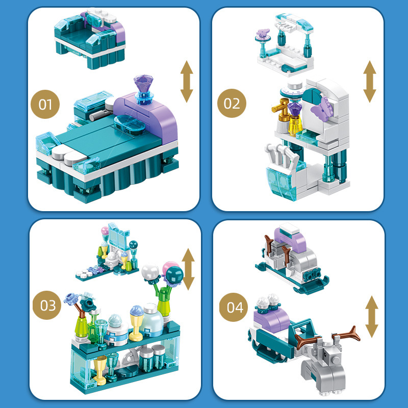 Đồ chơi lắp ráp bé trai bé gái Mô hình lâu đài băng chất liệu nhựa ABS với 554 nhựa ABS Block Hanhphucmart