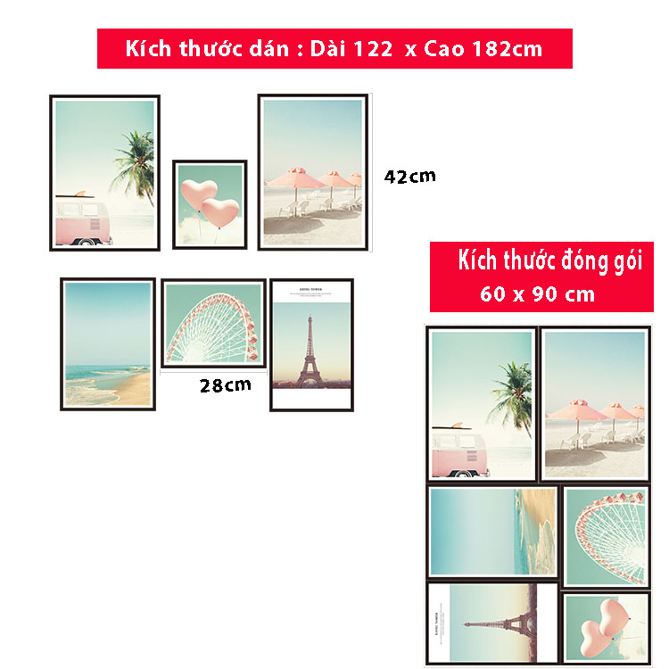 Decal dán tường Sticker dán tường in chất lượng cao có keo mặt sau mẫu phong cách vintage ZH50