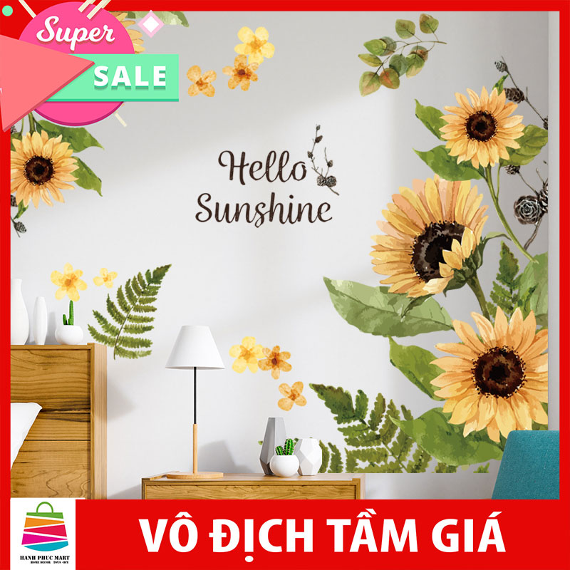 Sticker Giấy Dán Tường Decal Dán tường Mẫu Hoa Lá Cực Xinh ZH017