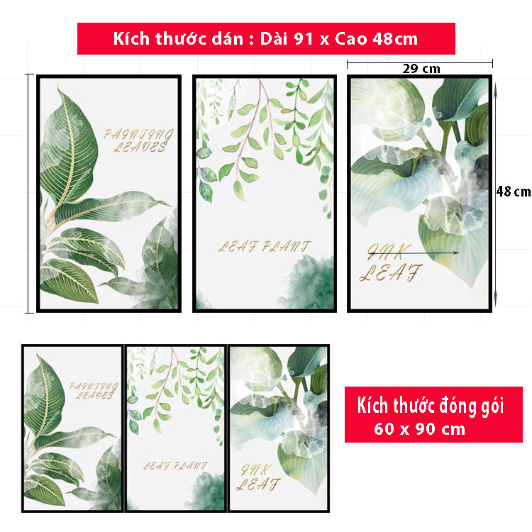 Decal dán tường Sticker dán tường in chất lượng cao có keo mặt sau mẫu hoa lá phong cách ZH46