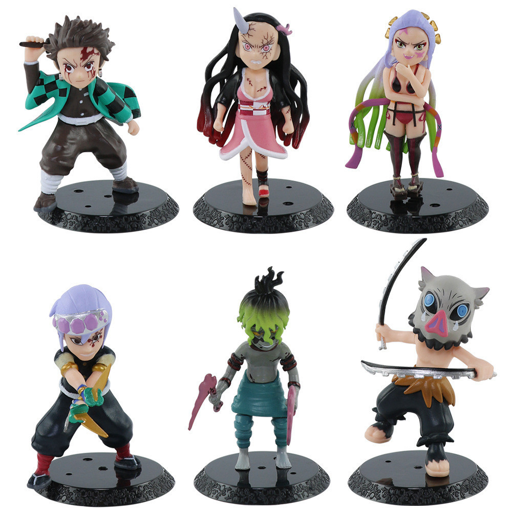 Combo 06 Mô hình Thanh gươm diệt quỷ Tanjirou, Nezuko, Inosuke, Daki, Uzui, Inosuke Figure Kimetsu no Yaiba Đồ chơi Toys
