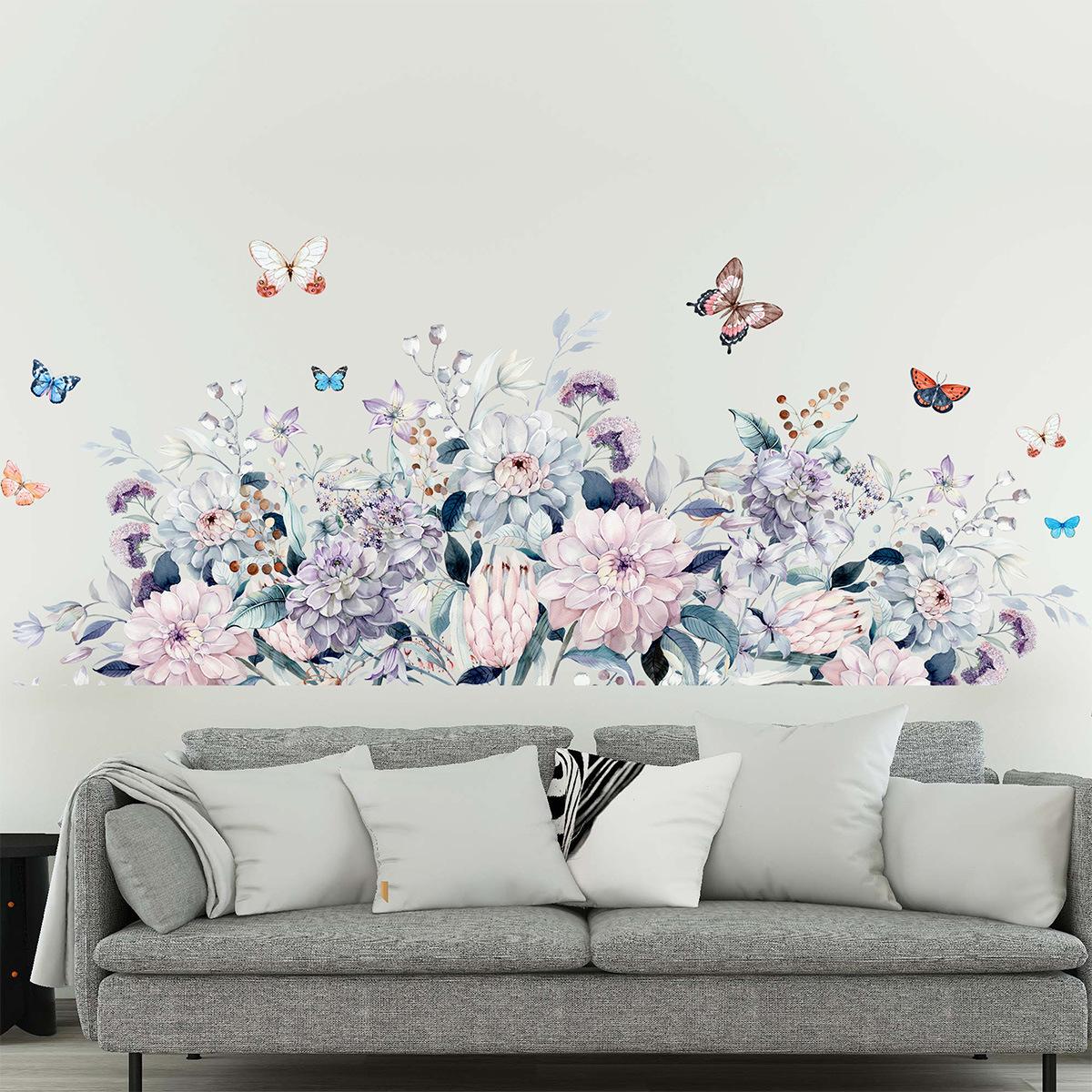 Decal dán tường Sticker dán tường in chất lượng cao có keo mặt sau mẫu Hoa Mẫu Đơn ZH89