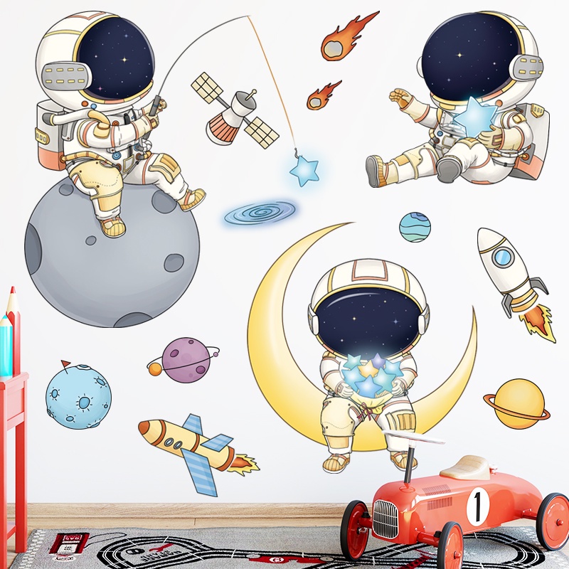 Decal dán tường Tranh dán tường Sticker Dán Tường Mẫu Thám hiểm không gian Cho bé ZH100