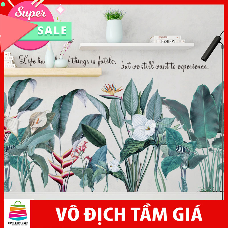 Sticker Giấy Dán Tường Decal Dán tường Mẫu Hoa Lá Cực Xinh ZH020