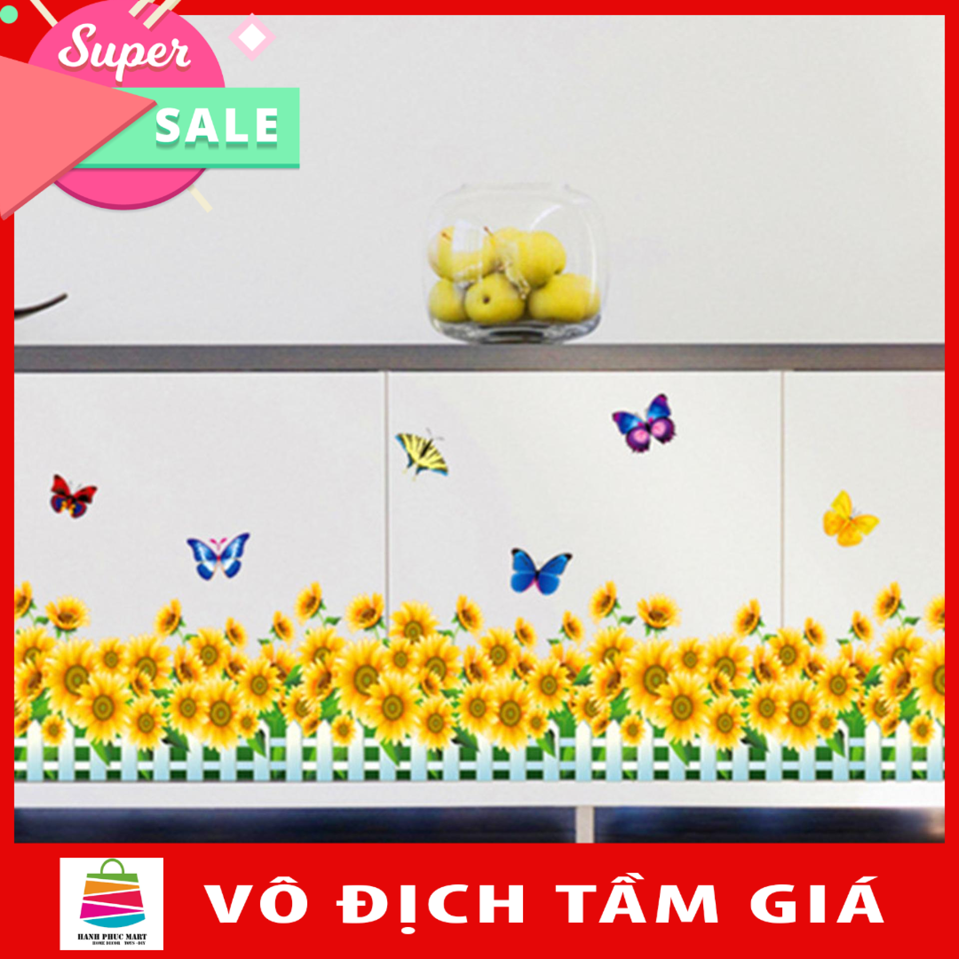 Decal dán chân tường HÀNG RÀO HOA HƯỚNG DƯƠNG -Decalchantuong