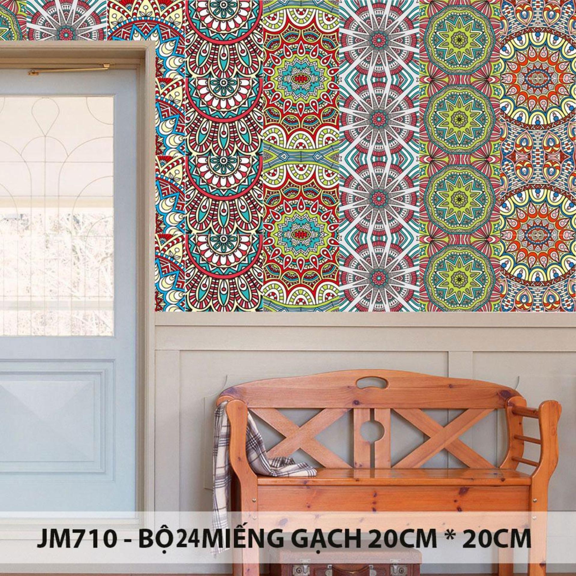 [HCM]Bộ 24 Sticker Decal gạch bông 20cm*20cm - Sticker Decal dán tường kính sàn nhà gỗ - Giấy dán tường ko cần thêm keo