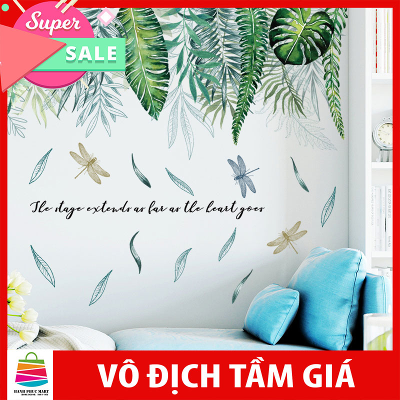 Sticker Giấy Dán Tường Decal Dán tường Mẫu Hoa Lá Cực Xinh ZH024